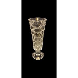 Vintage Cut Glass Cristal Crystal Glass Bud Vase Gorgeous! Square Cut Pedestal